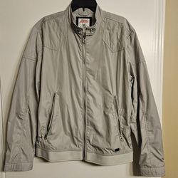 Diesel Industry Men's Grey Quilted Snap Button Detail Lightweight Moto Windbreaker Jacket Size XXL 2XL