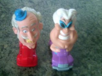 Vintage Lot of 2 Vintage B. Little Traction Car w/ Large Bobble head Characters Multi-color#

