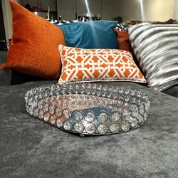 Serving Tray couch tray Food Tray Silver rhinestone 