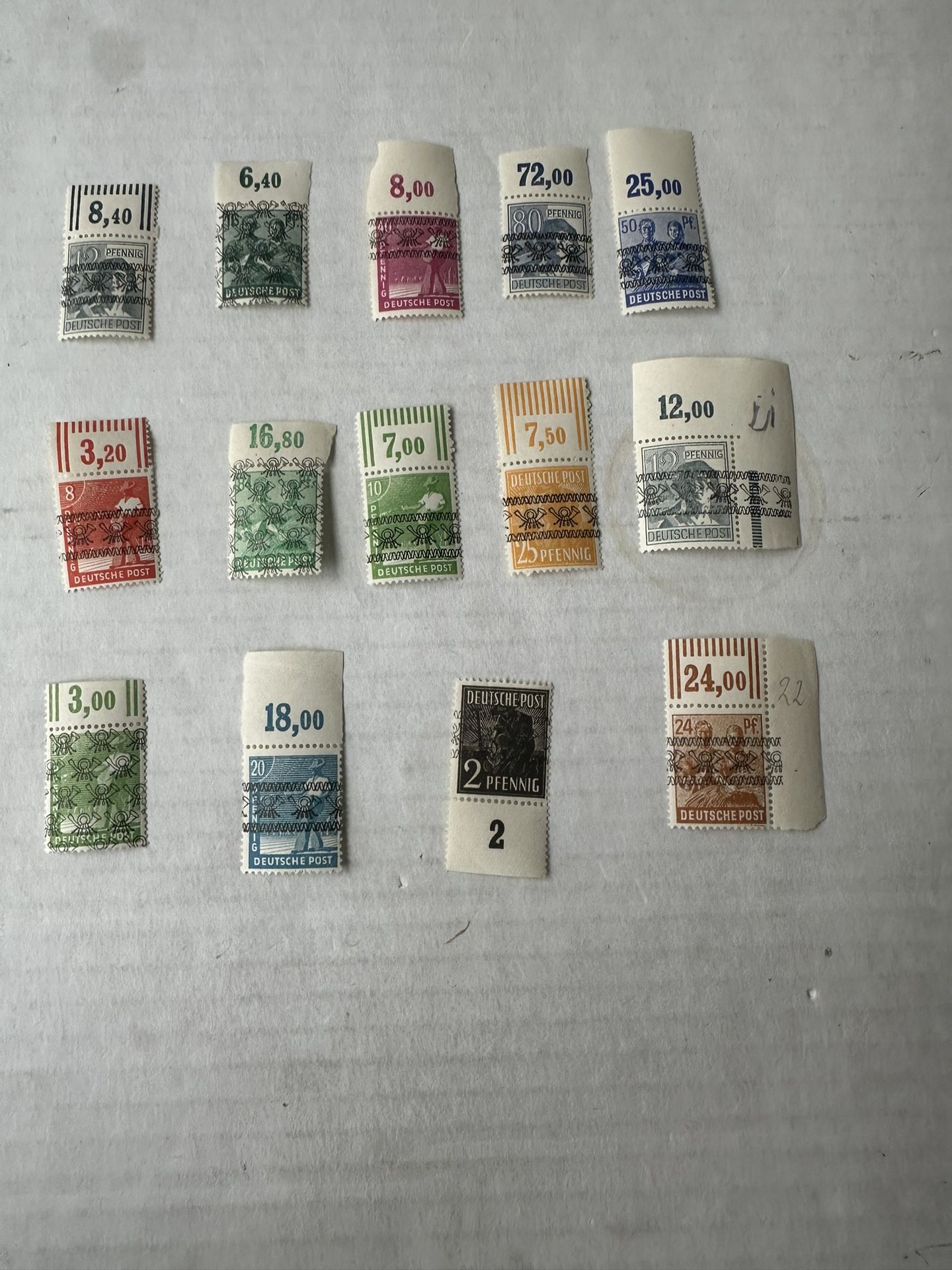 Germany Soviet Zone 1948 Stamp Group Of 14 With Tab