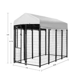 4 ft. x 8 ft. x 6 ft. Welded Wire Dog Fence Kennel Kit