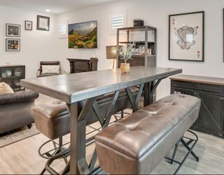 Rustic Industrial Bar Height Dining Table + 2 Benches + 2 Stools