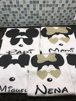 Personalized Mickey and Minnie Mouse shirts
