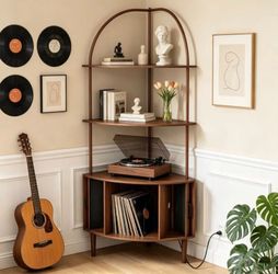 Corner Turntable Stand Table with Charging Station