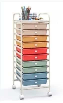 Costway Costway 10 Drawer Rolling Storage Cart Scrapbook Paper Office School Organizer Macaron