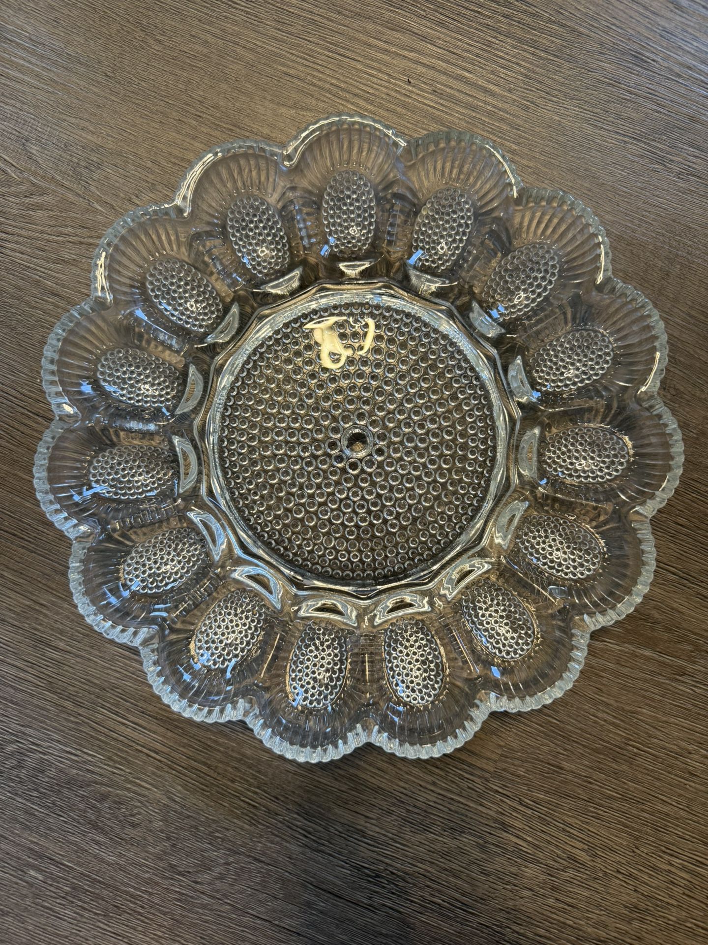 Vintage Clear Glass Deviled Egg Platter / Serving Tray