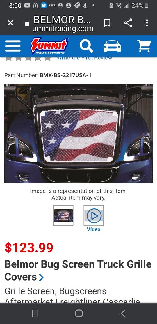 NEW Belmore Freightliner CASCADIA Truck BUG SCREEN American Flag Model