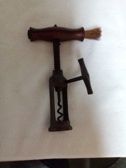 Antique 1800's Bronze London Rack & Pinion Open Frame Hardwood Boars Hair Brush Cork Opener**Offers Welcome**