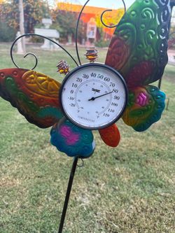 Solar butterfly outdoor thermometer waterproof