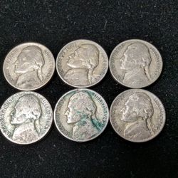 Lot of 6 Silver Nickels
