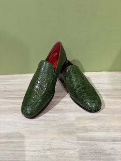 Fennix Italy shoes loafer green alligator slip on
