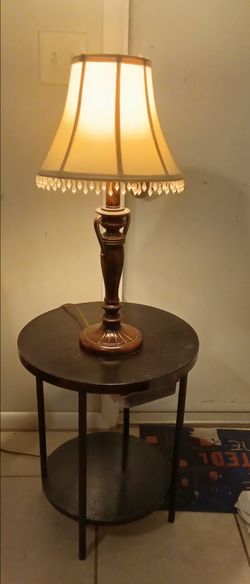 Traditional Table Lamp with Beaded Shade and Table