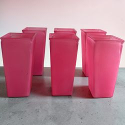 Pink Square Glass Vases Set of 6