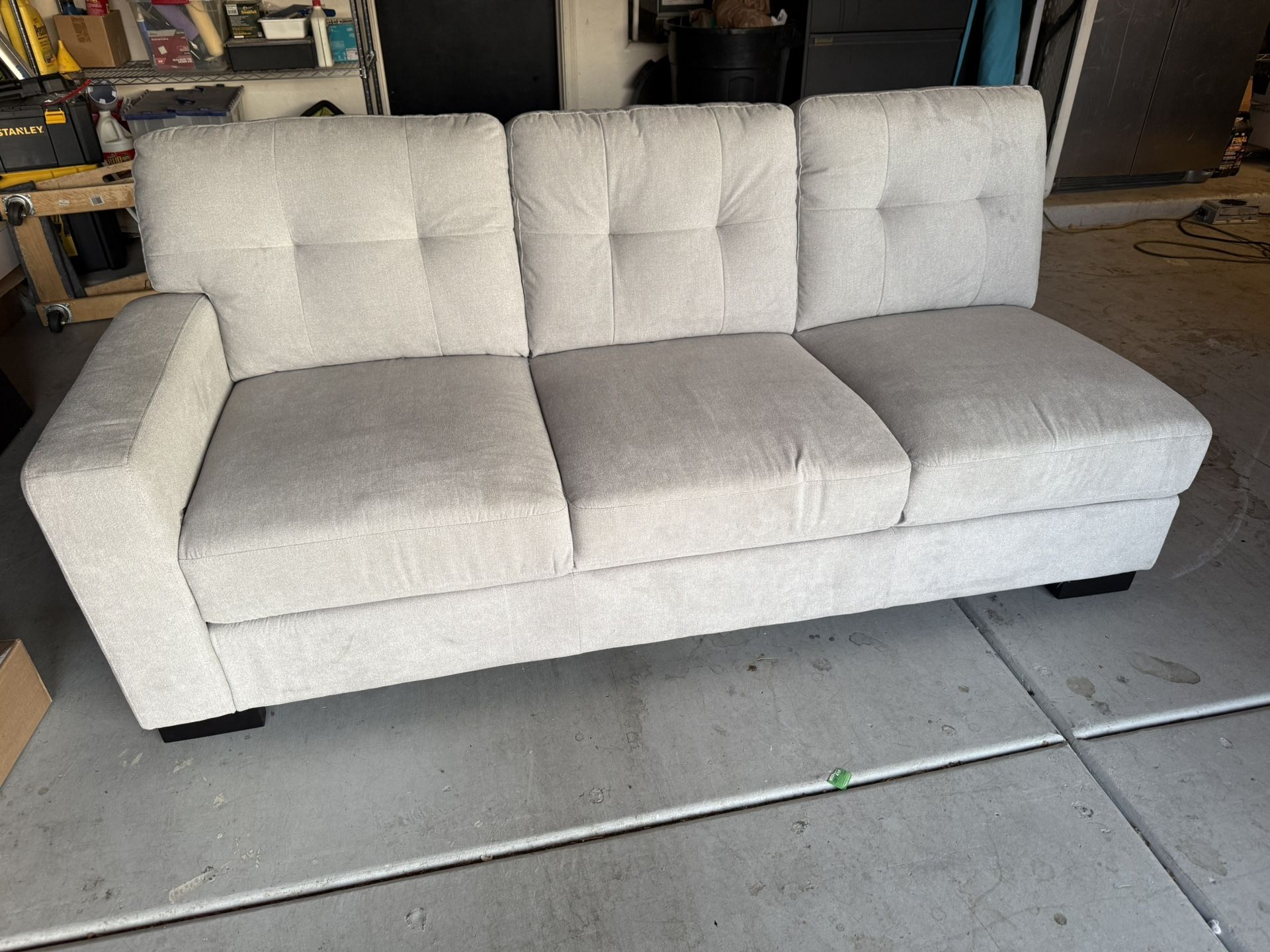 Avery Light Grey Fabric 116" 2 Piece L-Shaped Sectional with Left Arm Facing Sofa