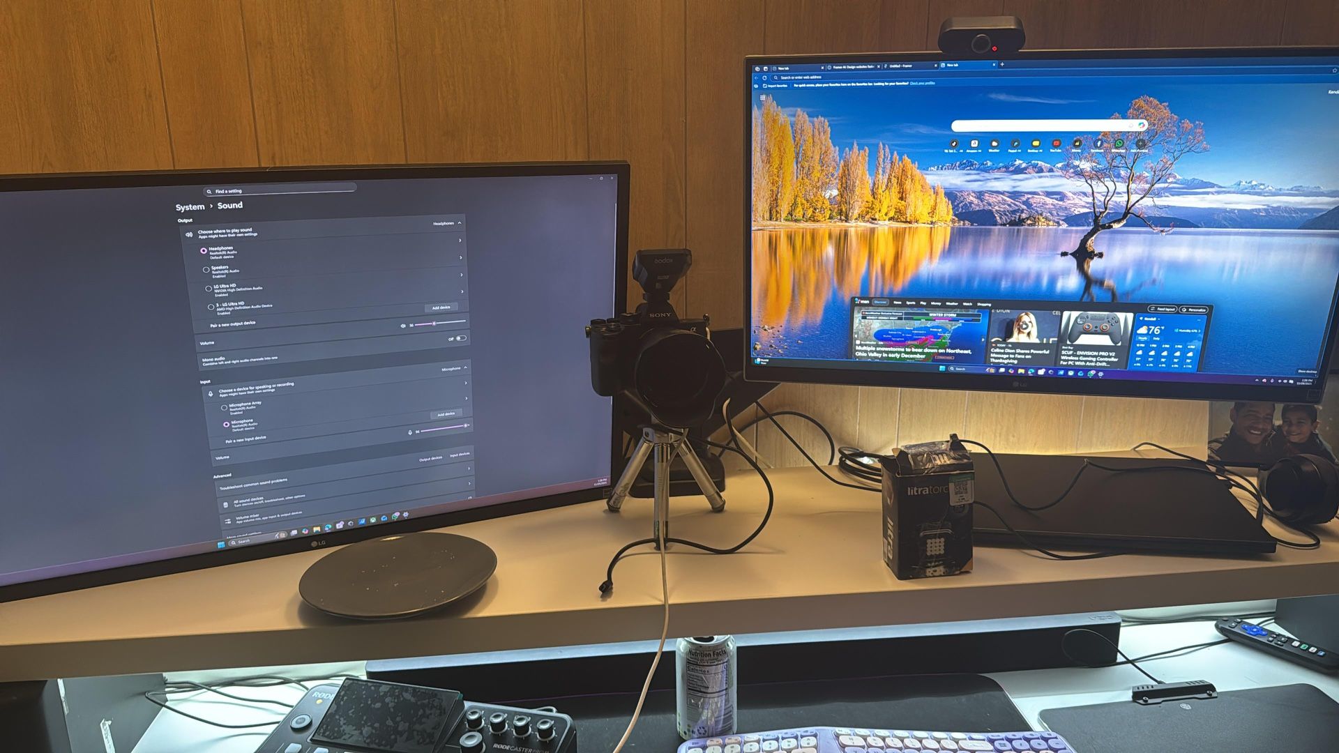 Dos Monitores, Brazos Y Web Cam