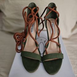 Olive Suede Lace Up Heel