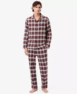 Lacoste Men's 2-Piece Flannel Top and Pajama Set Ladybird/Multi Size XL