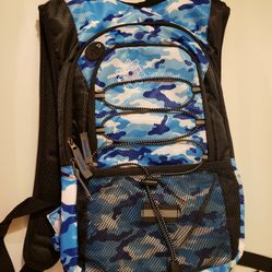 MORABI Blue Camo Insulated Hydration Backpack, 2L Water Bladder, USB Port

