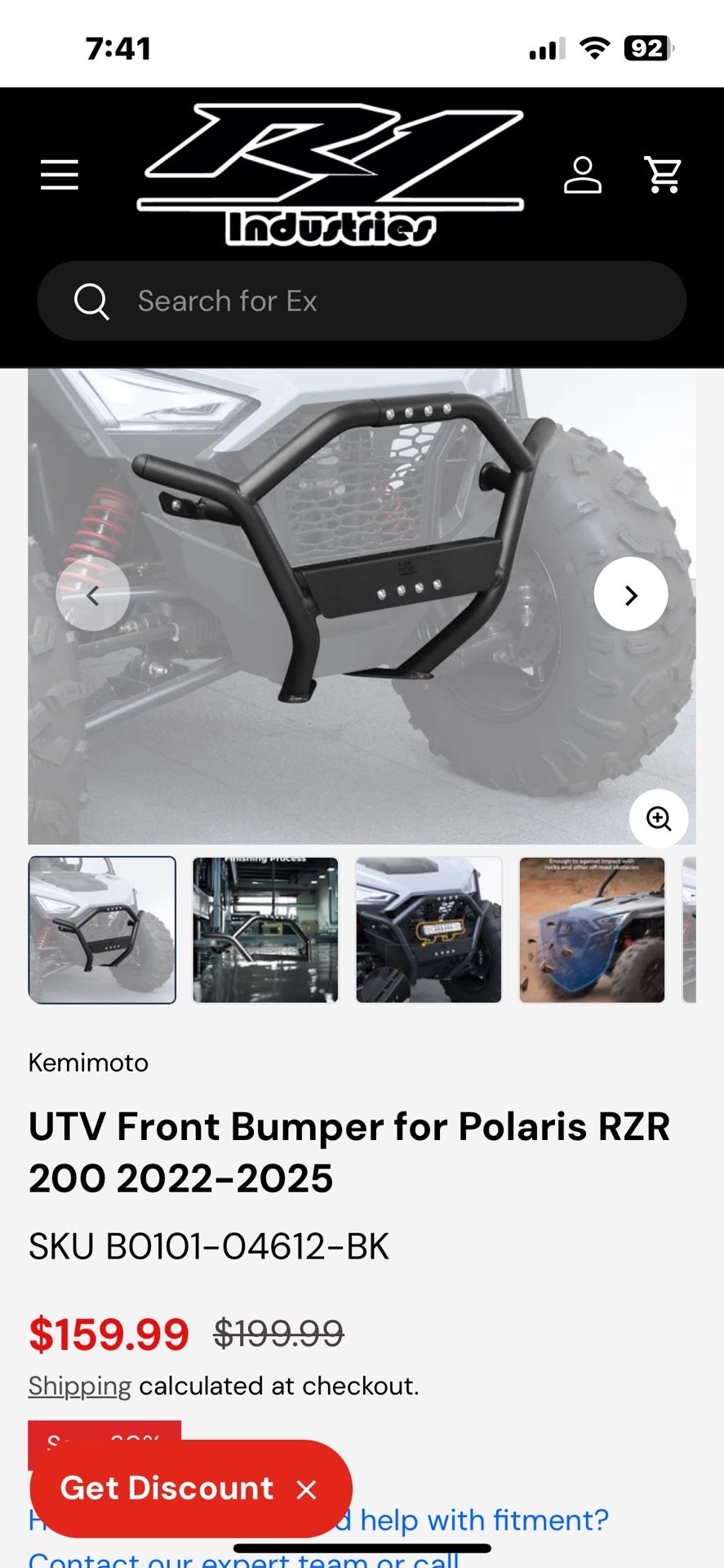 Polaris Razor 200 New Frt Bumper, 22-25’ In Box