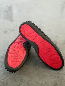 Christian Louboutin Spike Accents Leather Loafers shoes designer black red fashion