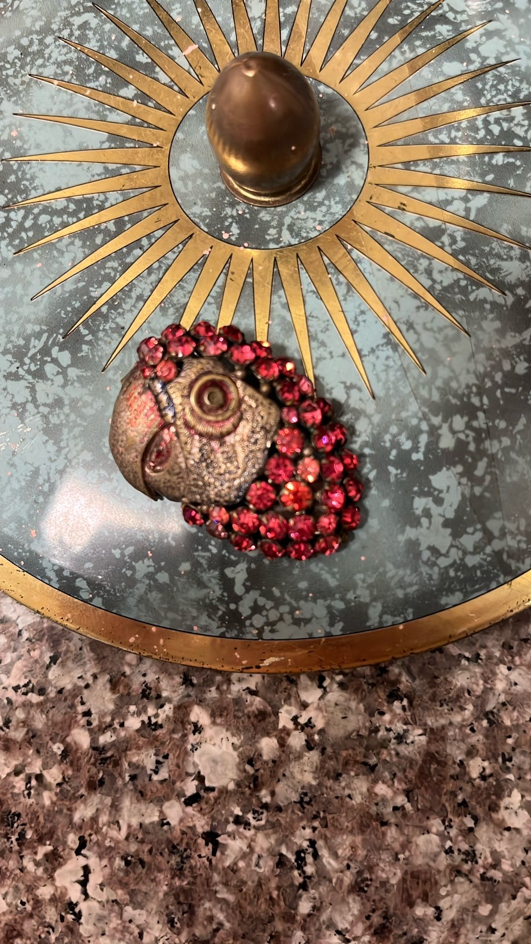 Beautiful vintage pink rhinestone parrot dress clip