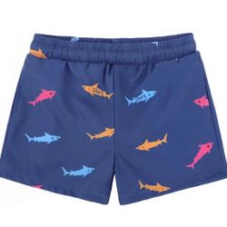 Boys Swimming Trunks Quick Dry UPF 50+ Surf Beach Swim Short, Blue Shark, 2 years old