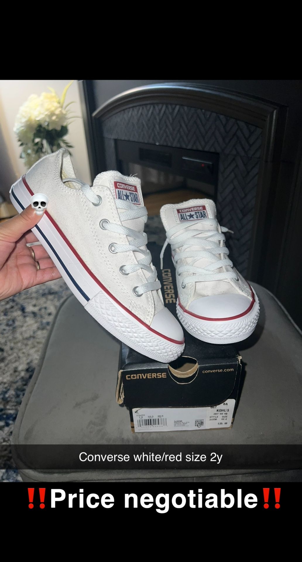 Converse White/red Size 2y