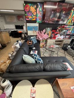 Black Leather Sectional Sofa