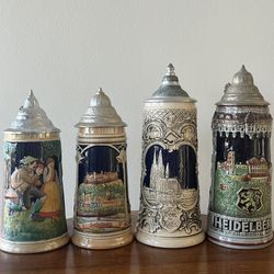 4 Vintage Beer Steins from Germany 