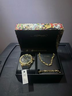 Men’s Ed Hardy Watch & Necklace
