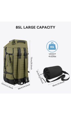 Luggage.  85L 29“ Foldable Rolling Backpack with Wheels, Soft-side Travel Duffle Bag with Separate Shoe Compartment, Full Quilted Bottom,Army Green