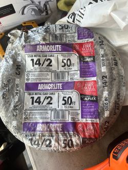 14/2 x 50 ft. Solid CU MC (Metal Clad) Armorlite Cable