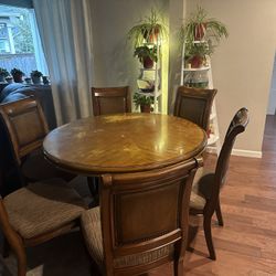 Real wood table with 6 chairs set