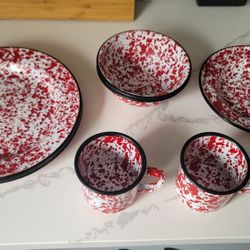 Vintage Red Enamel Splatterware