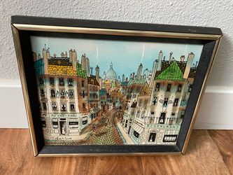 Vintage Original Robert Scott Parisian Street Scene Watercolor