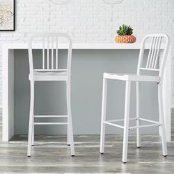 Kipling White Metal Bar Stool with Back 