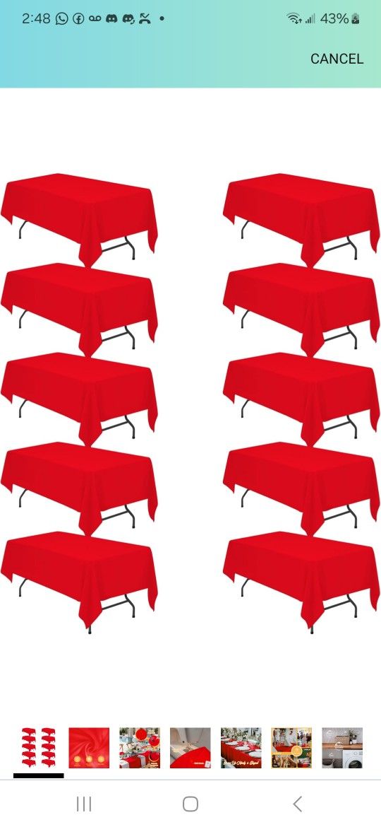 BRILLMAX 10 Pack Red Tablecloths for 6 Foot Rectangle Tables 60 x 102 Inch - 6ft Rectangular Bulk Linen Polyester Fabric Washable Cloth Cover for Wedd