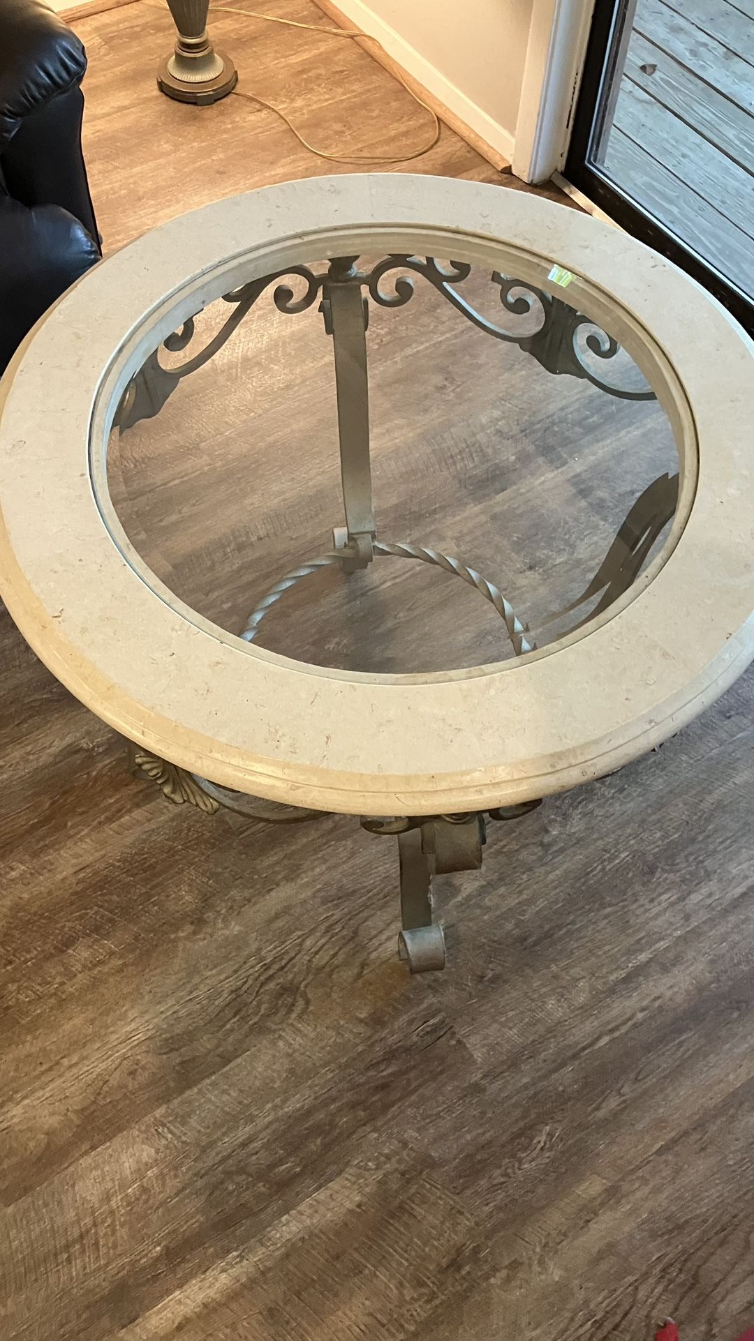 Round Glass Top End Table