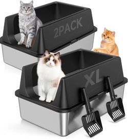 2pk xl Stainless steel litter box - black
