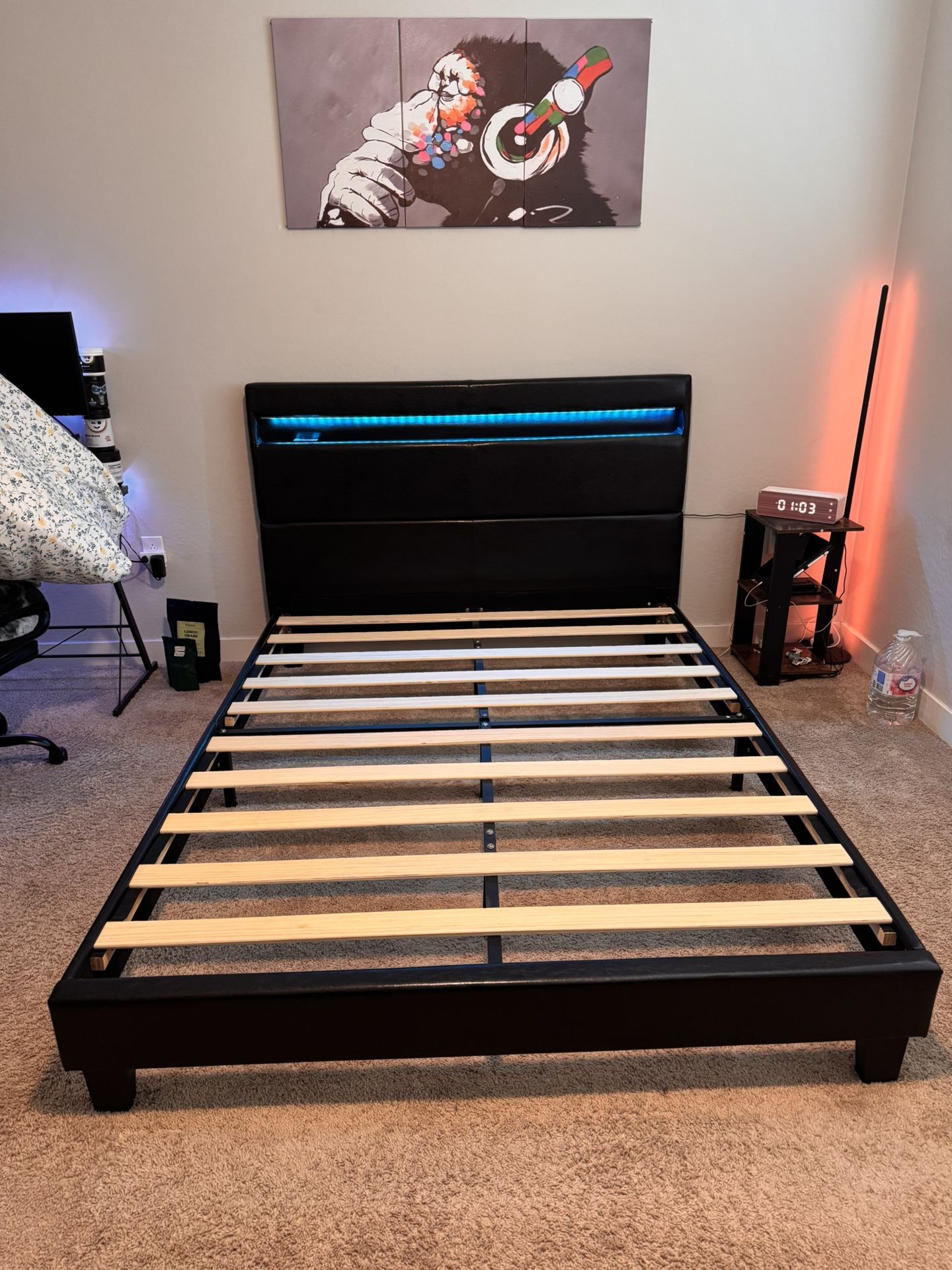 Queen Size Bed Frame With Lights And Controller