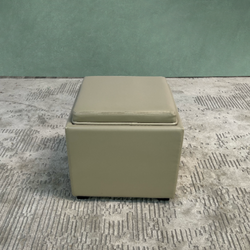 Delivery Available! Crate and Barrel Leather Stow Ottoman with Storage