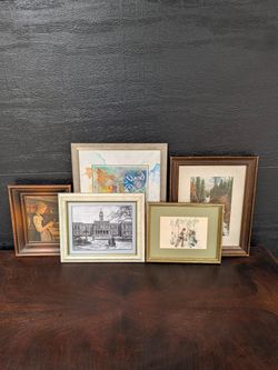 Vintage 5 Piece Set - Framed Art