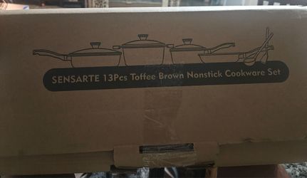 Sensarte 13-Piece Toffee Brown Nonstick Cookware Set