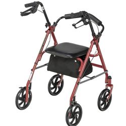 Drive Medical Rolling Walker Fold Up Red/Black