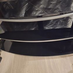 55" Flat Screen TV stand Black Tempered Glass 3 Tier