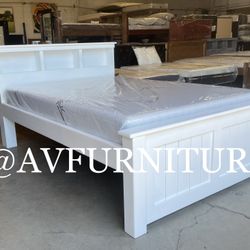 White Queen Bed And Memory Foam Mattress 