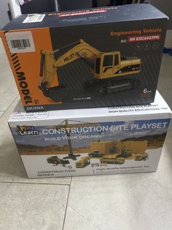 RC Excavator And Construction Site Playset.