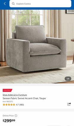 NEW IN BOX Aiden & Ivy Sereen Fabric Swivel Accent Chair Taupe