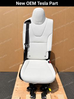 Tesla Model X 2nd Row Right Seat Cream OEM (contact info removed)-03-A