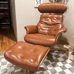 MCM Leather Recliner And Ottoman 